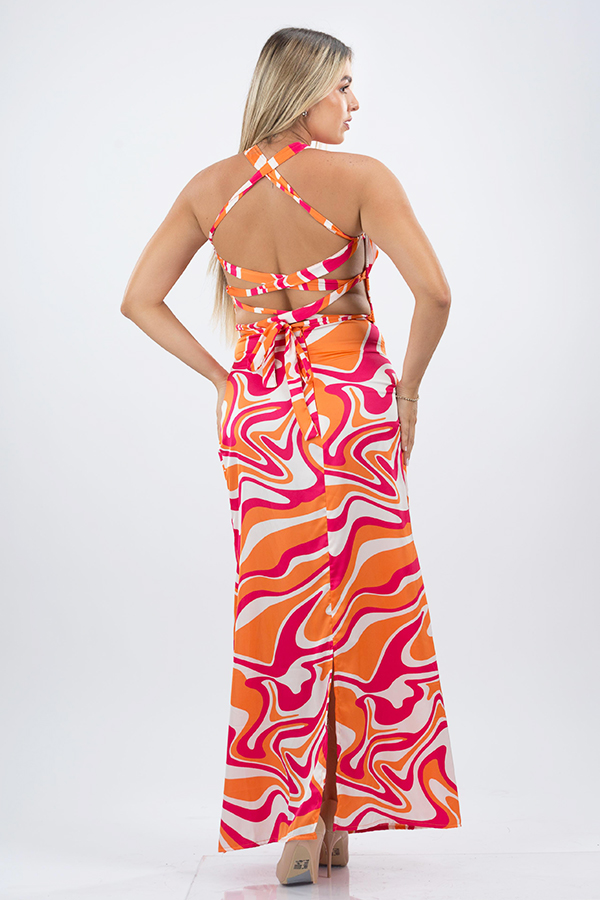 Vestido Sirena Naranja